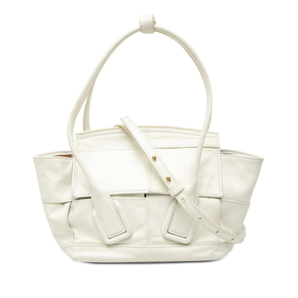 BOTTEGA VENETA White Leather Intrecciato Shoulder Bag